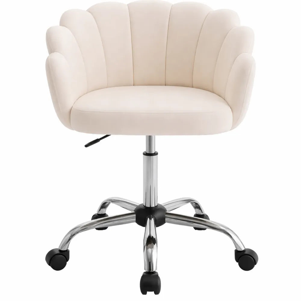 Chaise de Bureau Ergonomique en Velours avec Hauteur Réglable et Cadre Métallique