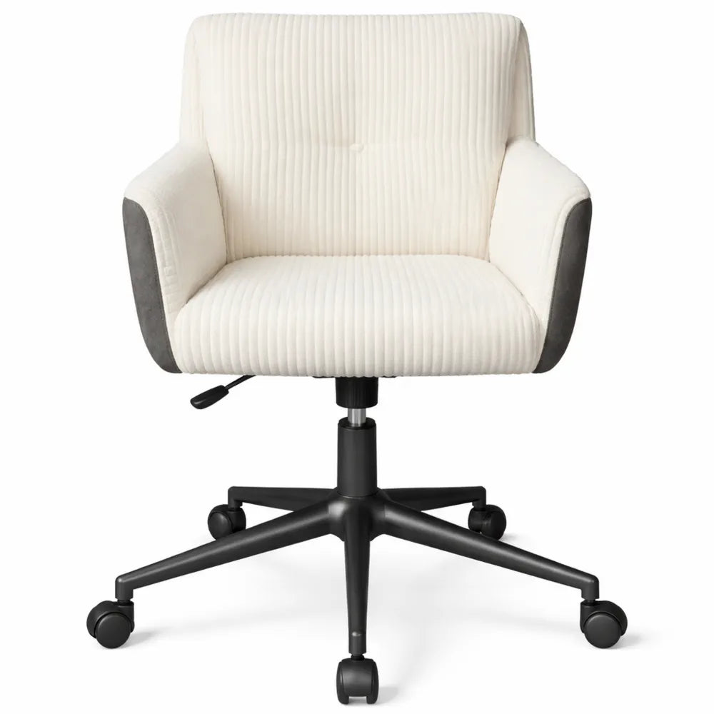 Chaise de bureau en velours ajustable, ergonomique et sur roulettes