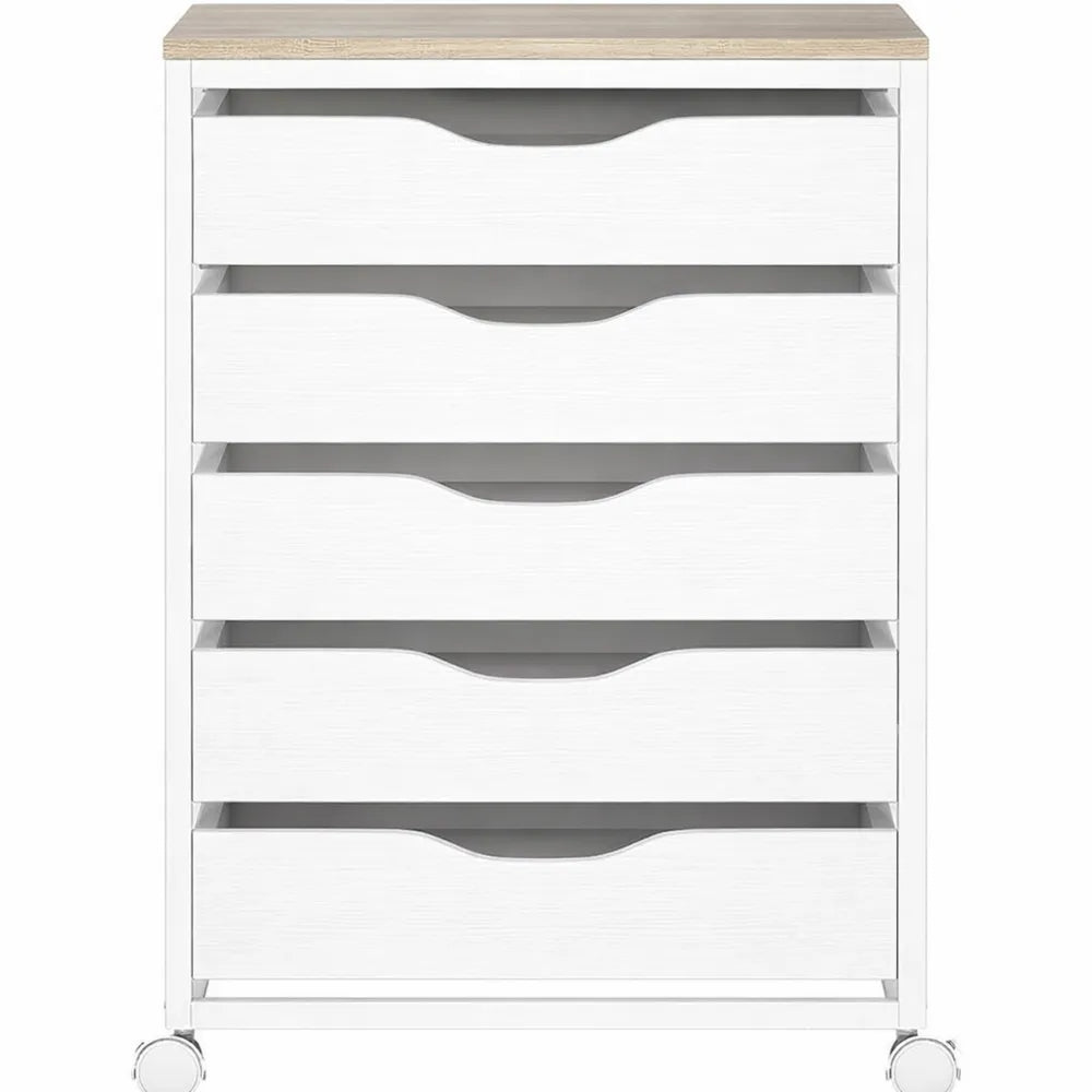 Caisson de rangement mobile avec tiroirs, poignées encastrées, pour bureau à domicile