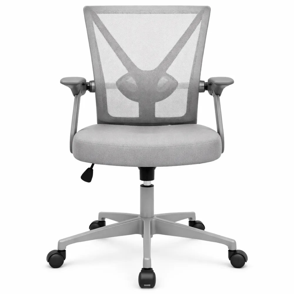 Chaise de Bureau Ergonomique Réglable avec Accoudoirs Pliables et Roulettes