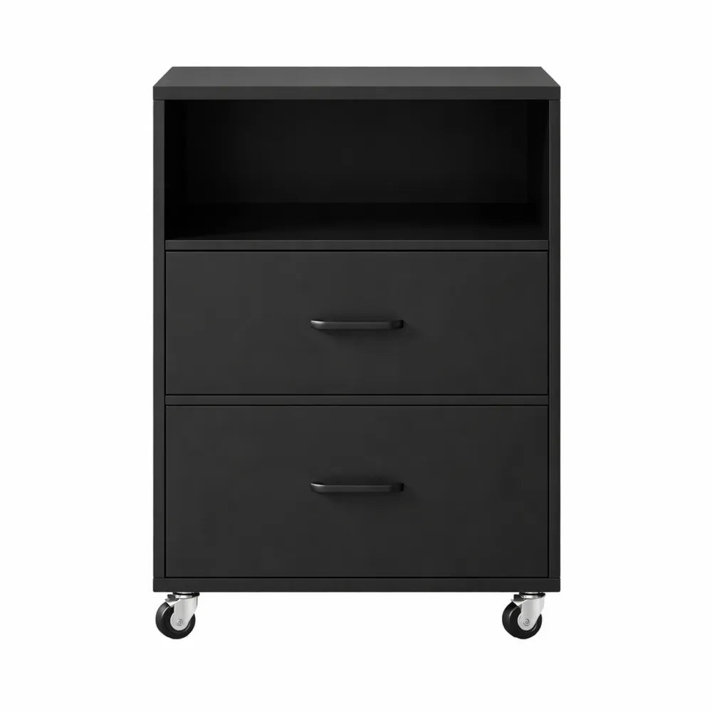 Mobilier de Bureau à Roulettes avec 2 Tiroirs, Solution de Rangement Mobile