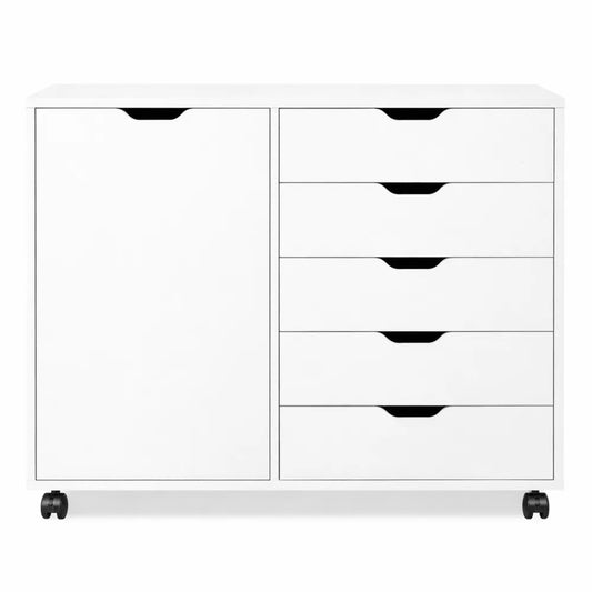 Meuble de Rangement de Bureau à 5 Tiroirs et Armoire 2 Niveaux, Support pour Imprimante, Formats Lettre/Légal/A4