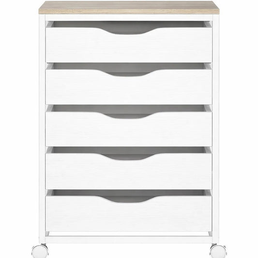 Caisson de rangement mobile avec tiroirs, poignées encastrées, pour bureau à domicile