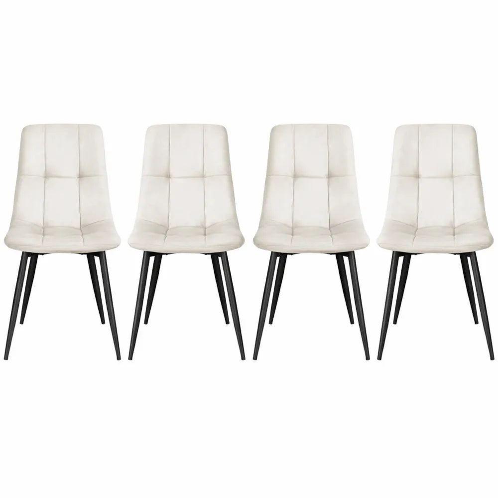 Chaises de salle à manger en velours, modernes, rembourrées, avec pieds réglables, lot de 4