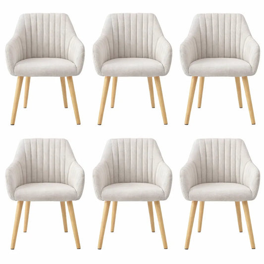 Lot de 6 chaises beige avec accoudoirs pour salle à manger