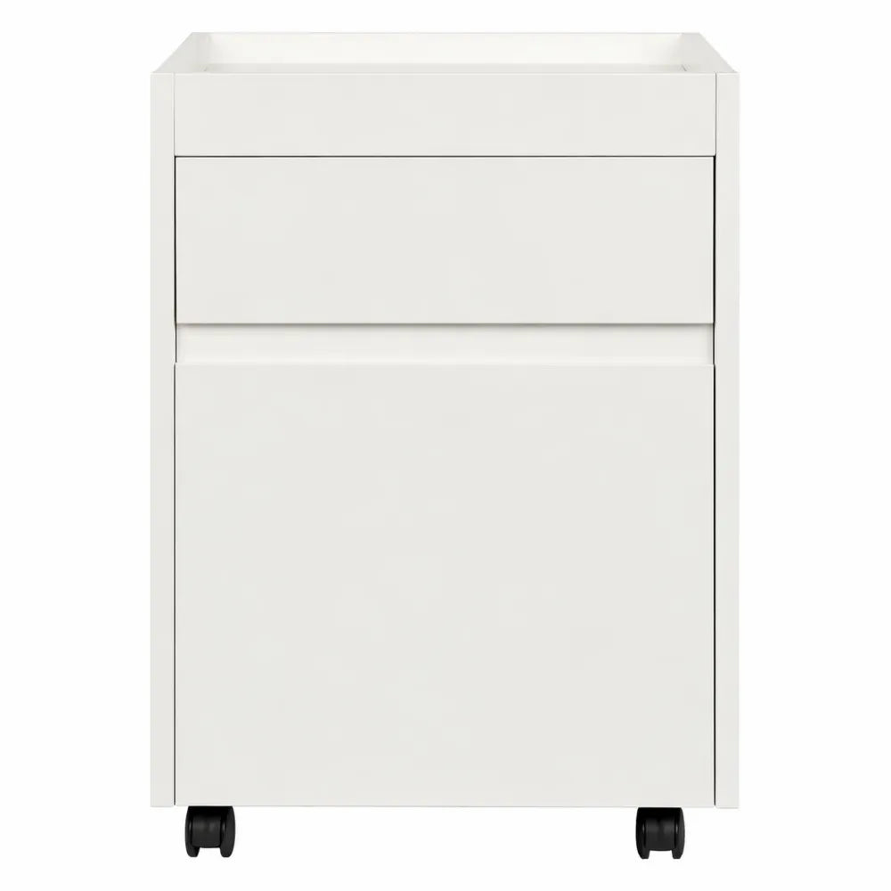 Caisson de Bureau sur Roulettes avec 2 Tiroirs, Blanc