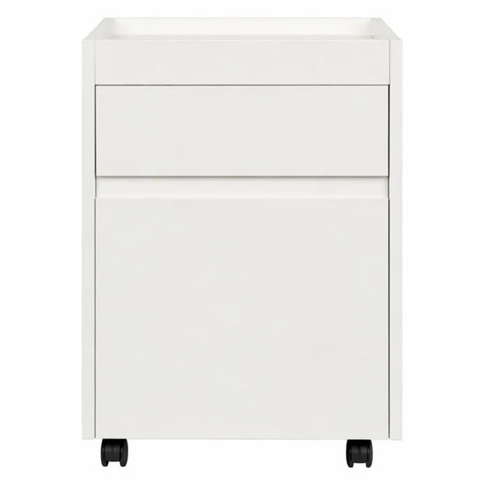 Caisson de Bureau sur Roulettes avec 2 Tiroirs, Blanc
