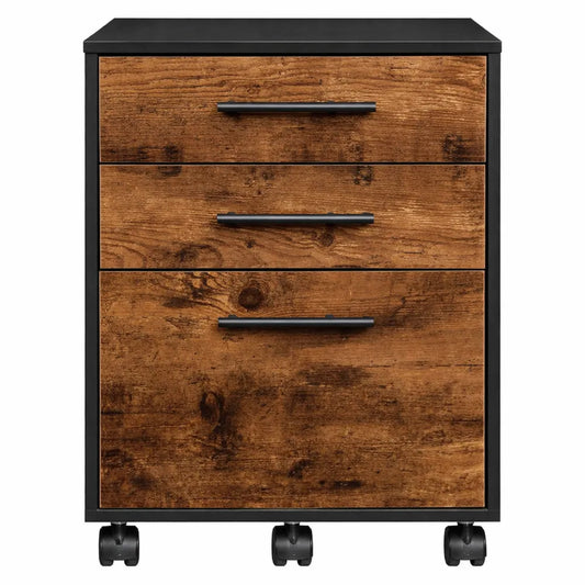 Caisson de Bureau Roulant à 3 Tiroirs, Meuble de Rangement Industriel