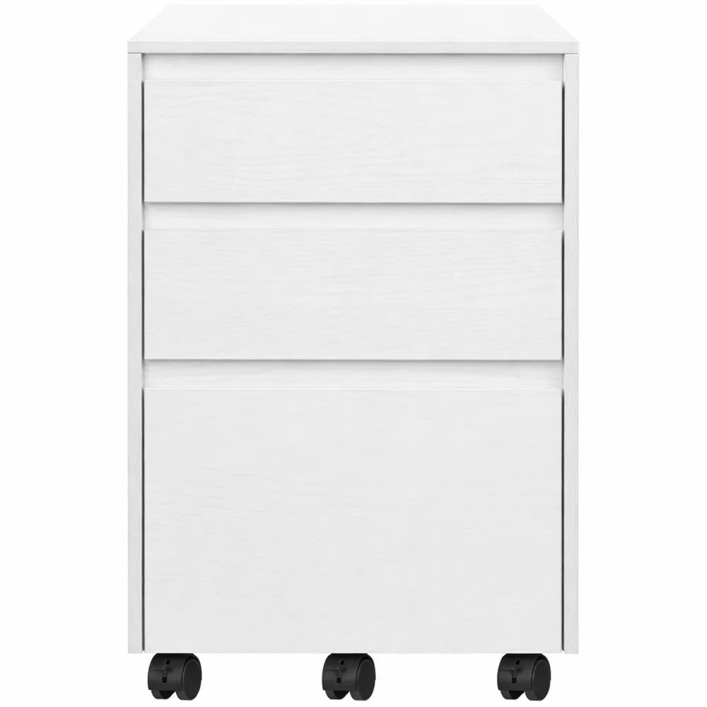 Caisson de Rangement Mobile à 3 Tiroirs avec Roulettes en Blanc et Noir