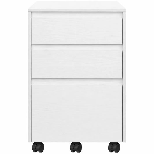 Caisson de Rangement Mobile à 3 Tiroirs avec Roulettes en Blanc et Noir