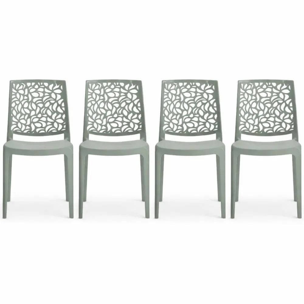 Chaises empilables en résine vert sauge pour intérieur et extérieur