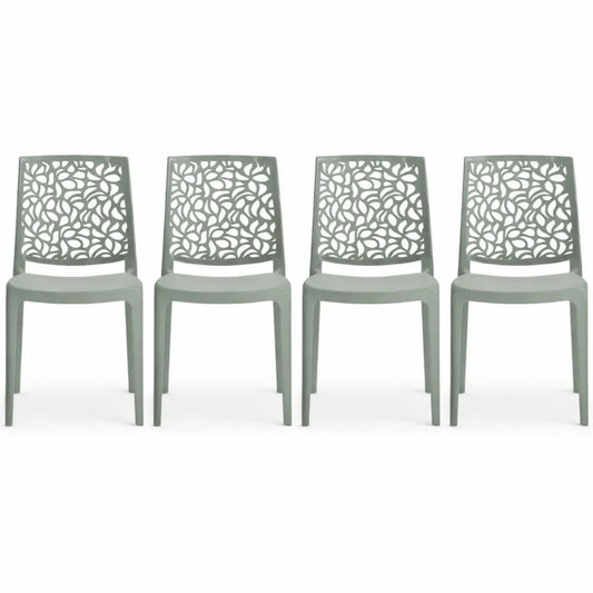 Chaises empilables en résine vert sauge pour intérieur et extérieur