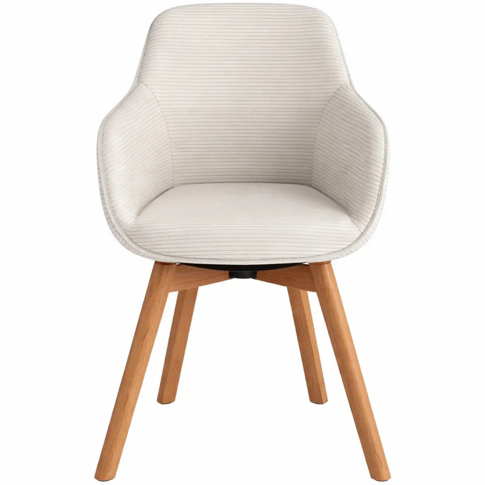 Lot de 2 chaises pivotantes 360° avec accoudoirs en velours côtelé moderne, structure bois